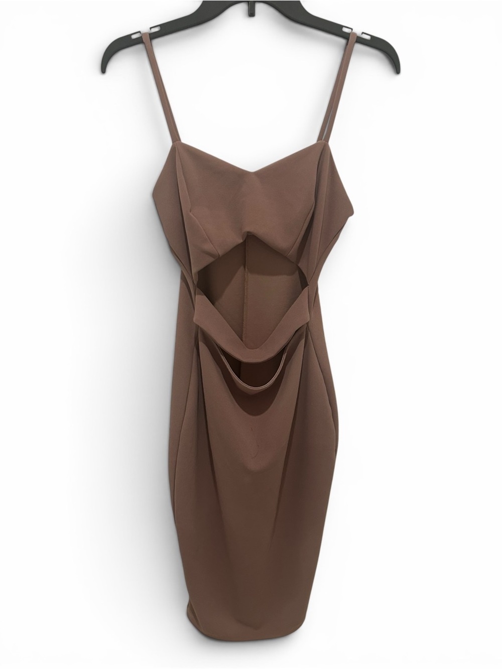 privy Brown Cutout Strap Midi Dress